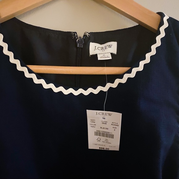 NWT JCREW Navy White Pencil Dress Dress | Size 2 - Picture 7 of 9